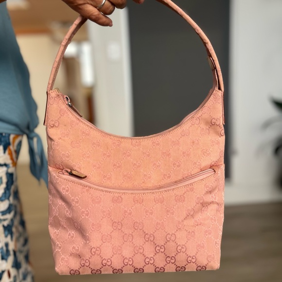 Authentic GUCCI Shoulder HandBag Purse GG Canvas Leather Pink - Picture 2 of 15